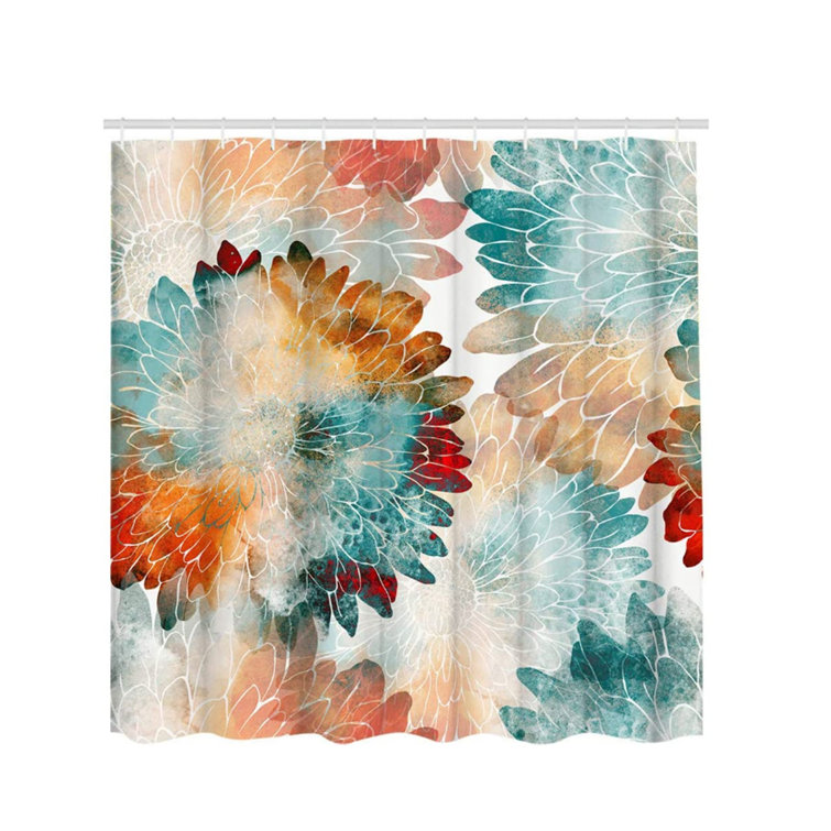 Orren Ellis Floral Shower Curtain Dahlia Shower Curtains Set Wayfair